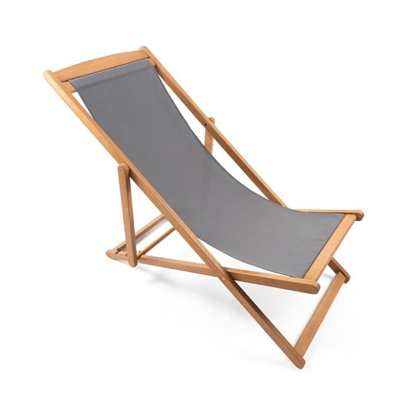 Sdraio da giardino pieghevole grigia in legno di acacia Deck - Bonami Essentials-image-3