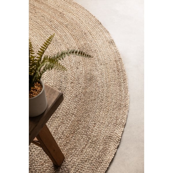 Tappeto rotondo greige in iuta reversibile ø 200 cm Braided – Hanse Home-image-4
