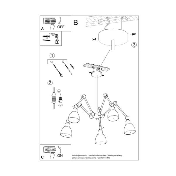 Lampada a sospensione nera con paralume in metallo 70x70 cm Matilda Shade - Sollux-image-4