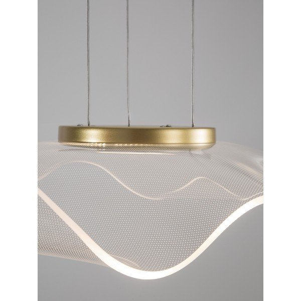 Lampadario LED dorato in alluminio con paralume in vetro acrilico Siderno – Nova Luce-image-2