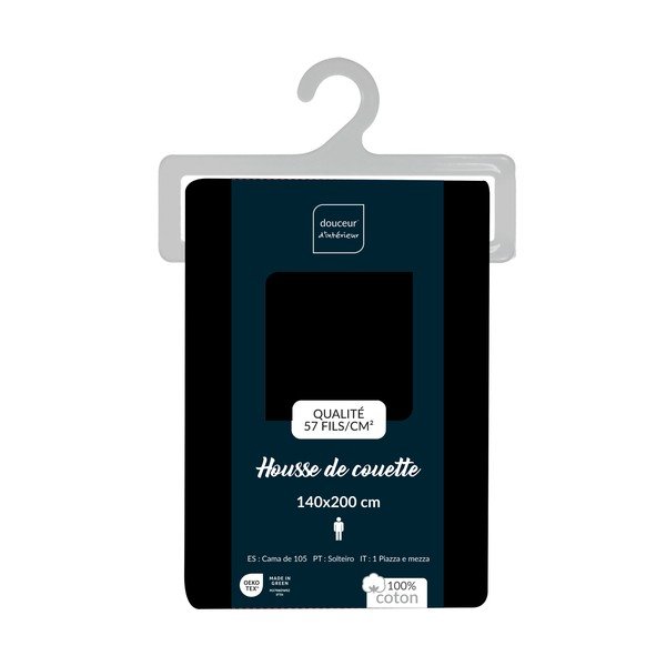 Copripiumino nero in cotone per letto singolo 140x200 cm Lina – douceur d'intérieur-image-2