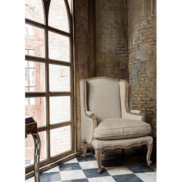 Poltrona beige con rivestimento in lino Catherine – Bizzotto-image-3