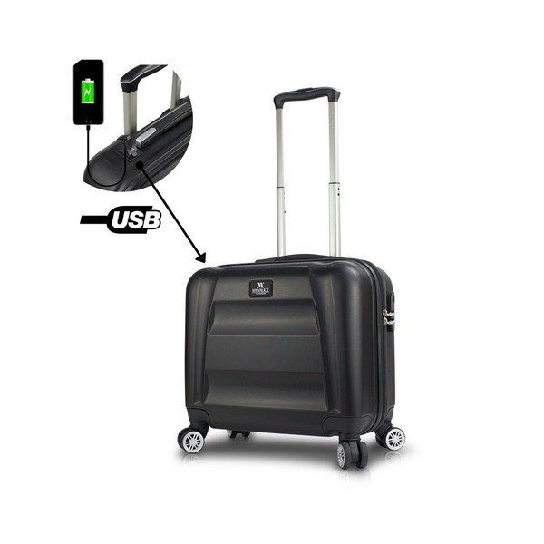 Valigia da viaggio nera su ruote con porta USB Valigia da cabina My Valice COLORS LASSO - Myvalice-image-1