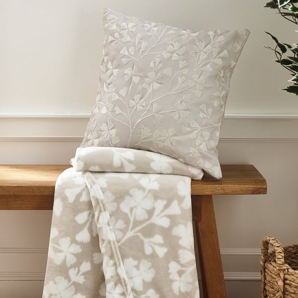 Coperta beige in vello 200x240 cm Brooke Floral – Catherine Lansfield-image-3