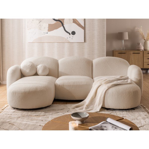 Divano angolare marrone chiaro (a U) con rivestimento in bouclé Orbit – Ropez-image-1