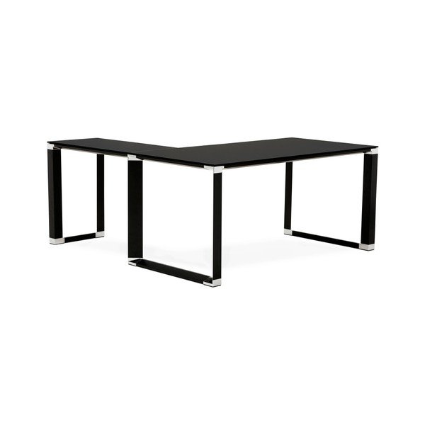 Scrivania angolare nera con piano in vetro Warner - Kokoon-image-2