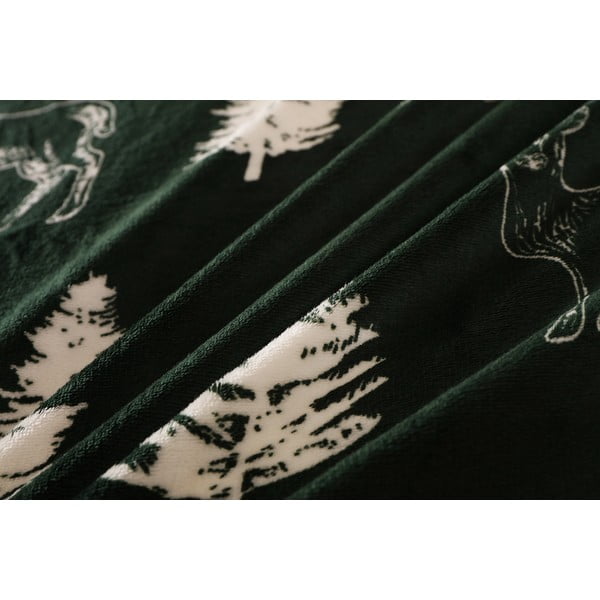 Biancheria da letto singola 140x200 cm in microfelpa verde scuro - My House-image-4