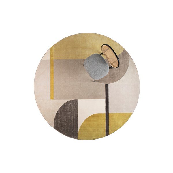 Tappeto giallo-grigio , ø 240 cm Hilton - Zuiver-image-3