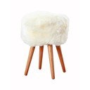 Sgabello con seduta in pelle di pecora bianca , ⌀ 30 cm - Native Natural
