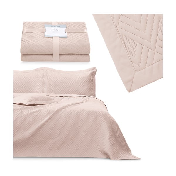 Copriletto rosa chiaro in microfibra con rivestimento trapuntato 170x210 cm Ophelia – Restilo-image-4