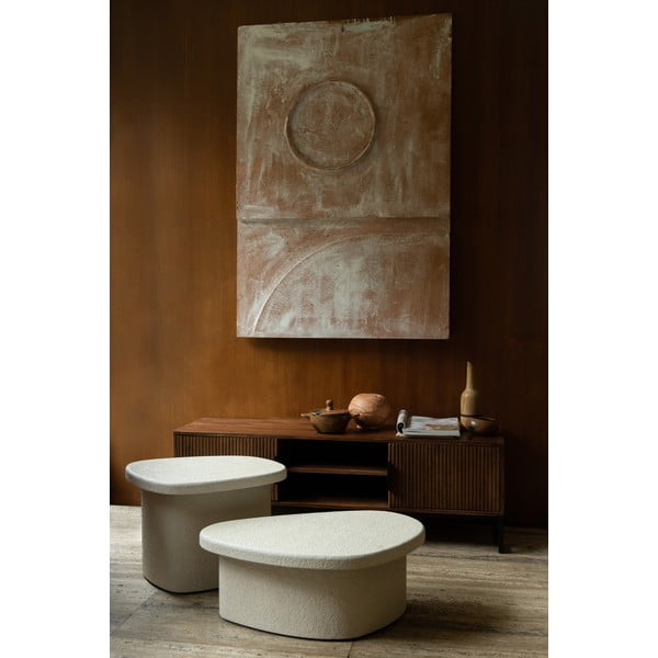 Tavolino da salotto beige con effetto marmo 49x74 cm Veda – Dutchbone-image-1