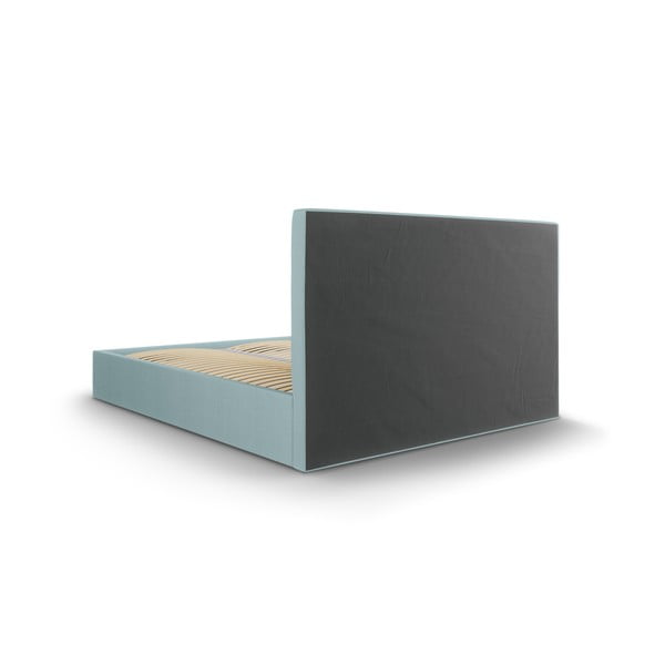 Letto matrimoniale imbottito blu chiaro con contenitore con griglia 160x200 cm Juniper - Mazzini Beds-image-4