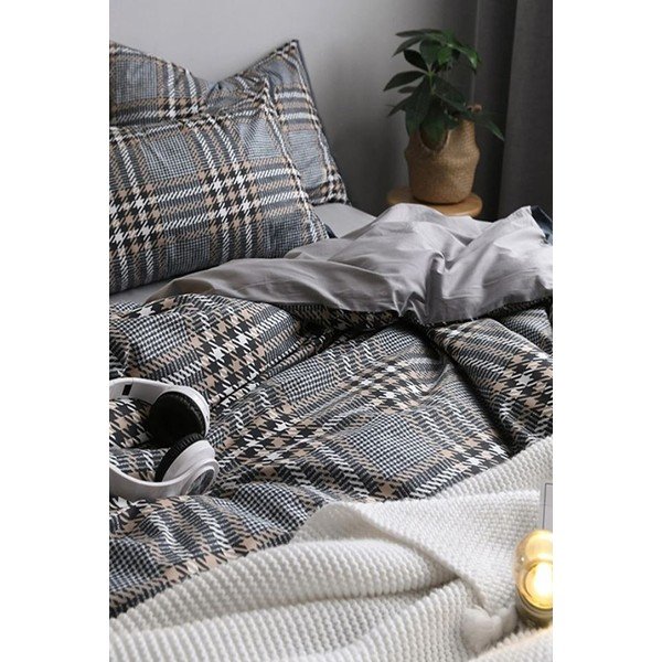 Biancheria da letto singola/estesa in cotone grigio con lenzuolo 160x220 cm - Mila Home-image-1