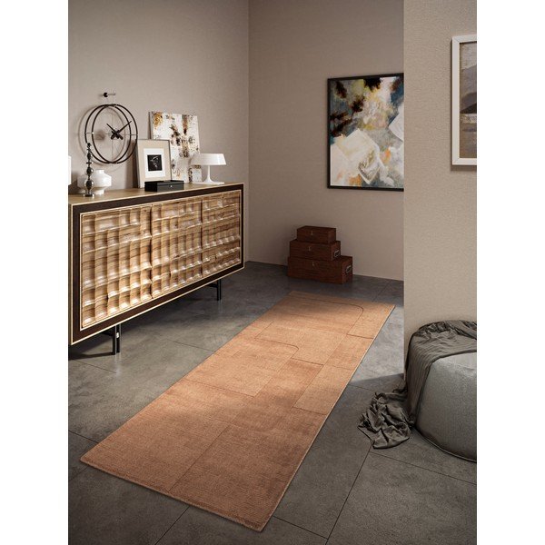Passatoia marrone in lana tessuta a mano 80x250 cm Charlotte - Villeroy&Boch-image-1