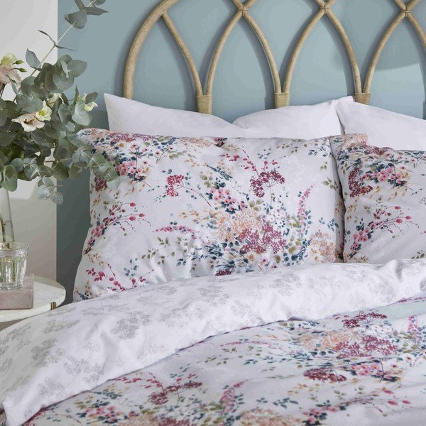 Biancheria da letto bianca e beige 200x200 cm Dried Flowers - Catherine Lansfield-image-2