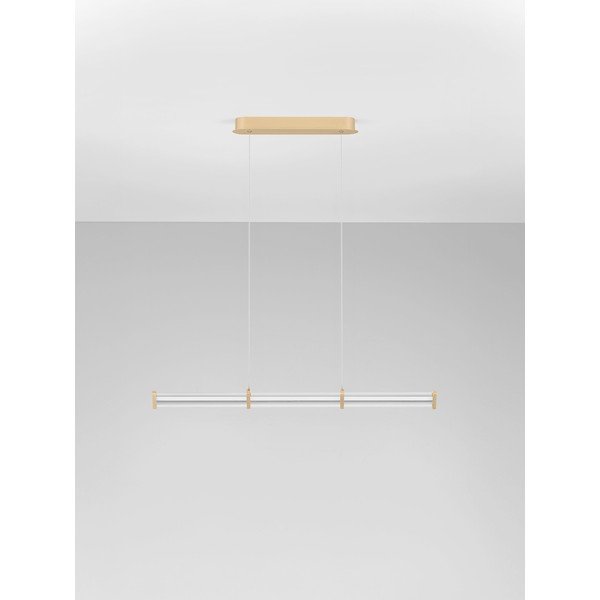Lampadario LED oro opaco in metallo con paralume in vetro acrilico con intensità regolabile Pheme – Nova Luce-image-3