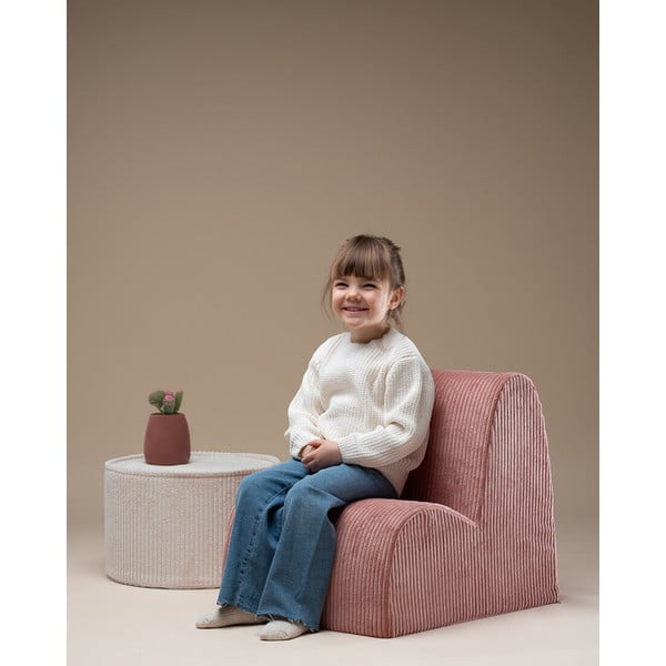 Poltrona per bambini rosa con rivestimento in velluto a coste Cloud – Wigiwama-image-1
