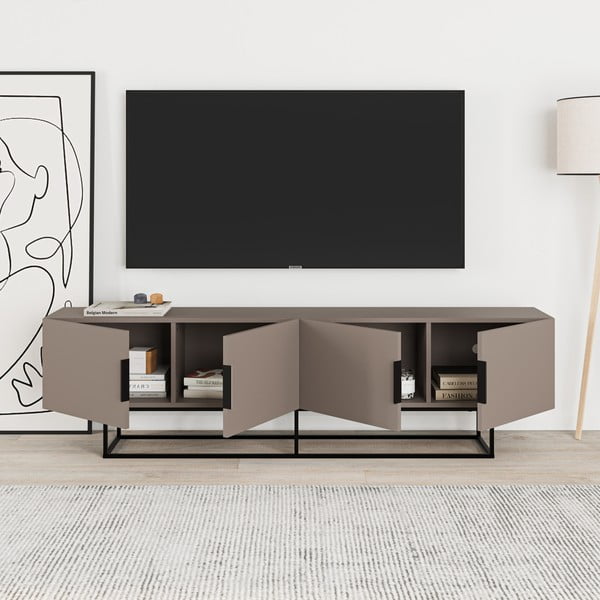 Tavolo TV grigio-beige 200x55 cm Titan - Marckeric-image-4
