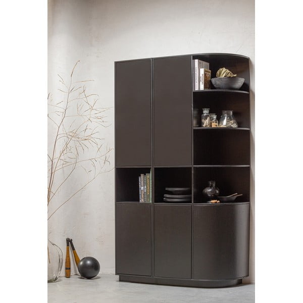 Libreria modulare nera in legno di pino 78x210 cm Finca - WOOOD-image-1
