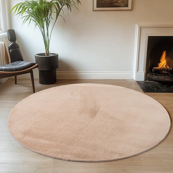 Tappeto rotondo beige lavabile ø 80 cm Joy – Ayyildiz Carpets-image-1