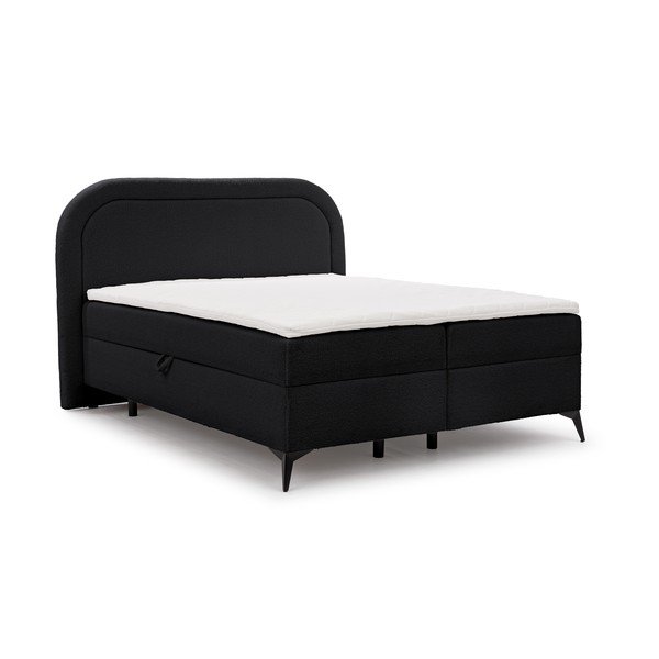 Letto boxspring nero con contenitore 180x200 cm Ornes – Ropez