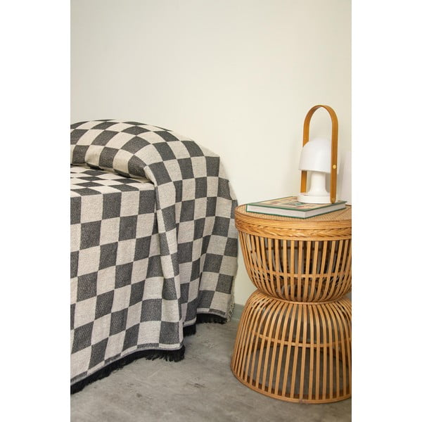 Copriletto nero e beige per letto matrimoniale 240x240 cm Black Checkerboard - Really Nice Things