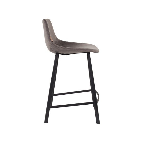 Set di 2 sedie da bar grigie con rivestimento in velluto , altezza 91 cm Franky - Dutchbone-image-3