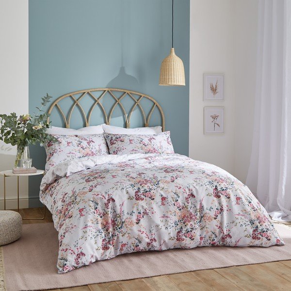Biancheria da letto bianca e beige 200x200 cm Dried Flowers - Catherine Lansfield-image-1