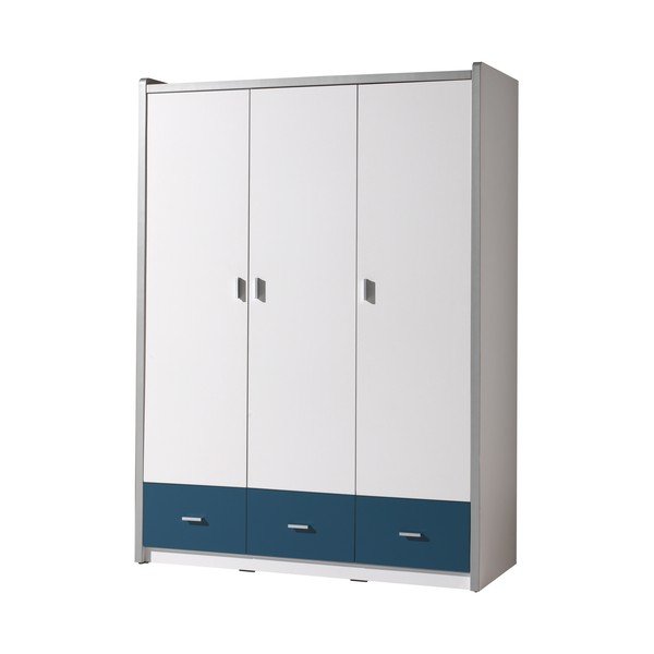 Armadio bianco e blu , 202 x 140,5 cm Bonny - Vipack