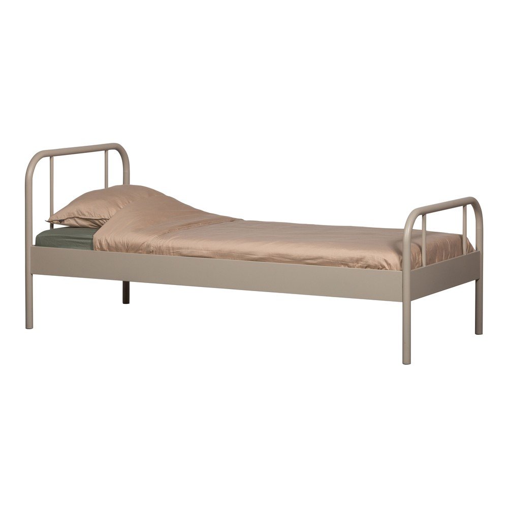 Letto singolo beige in metallo con rete inclusa 90x200 cm Mata – WOOOD | Letti singoli