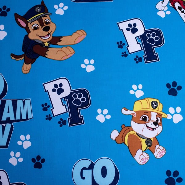 Lenzuolo con angoli per bambini blu in cotone 90x200 cm Paw Patrol – Jerry Fabrics-image-1
