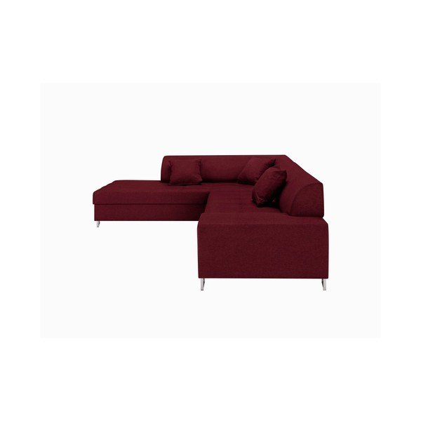 Červená rohová rozkládací pohovka s nohami ve stříbrné barvě Cosmopolitan Design Orlando, levý roh-image-2