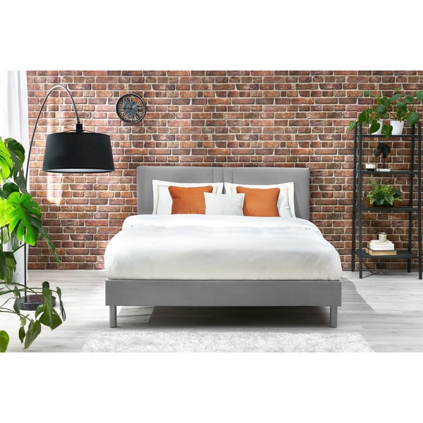 Letto matrimoniale imbottito grigio con griglia 180x200 cm Kerry - Bobochic Paris-image-3