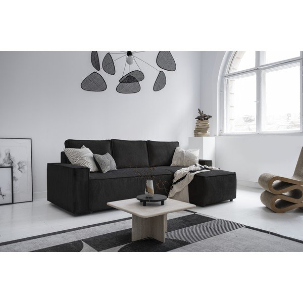 Divano letto angolare in velluto a coste color antracite Brave Dave - Miuform-image-2