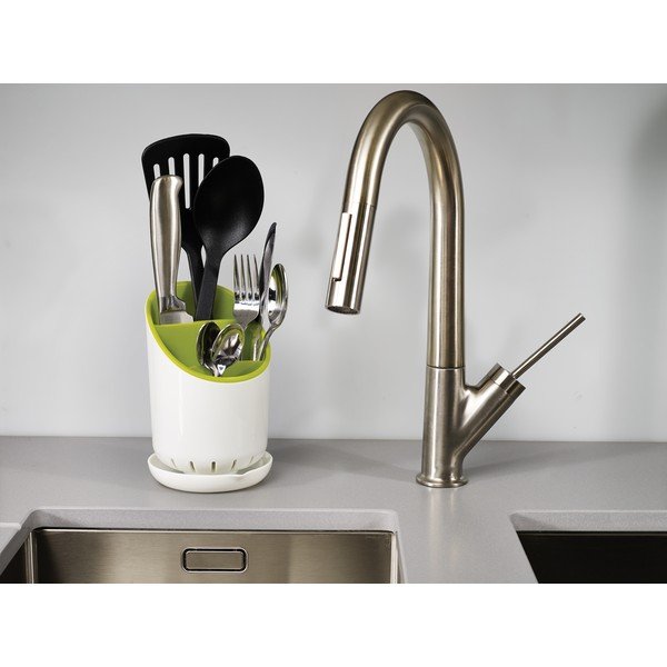 Vassoio di sgocciolamento bianco e verde per posate e utensili da cucina Dock - Joseph Joseph-image-3