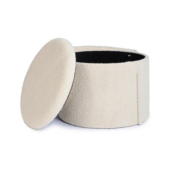 Poggiapiedi color crema con rivestimento in bouclé Anthea – Yes Everyday-image-3