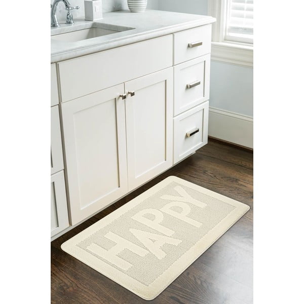 Tappetino per il bagno color crema 60x100 cm Happy – Foutastic-image-1