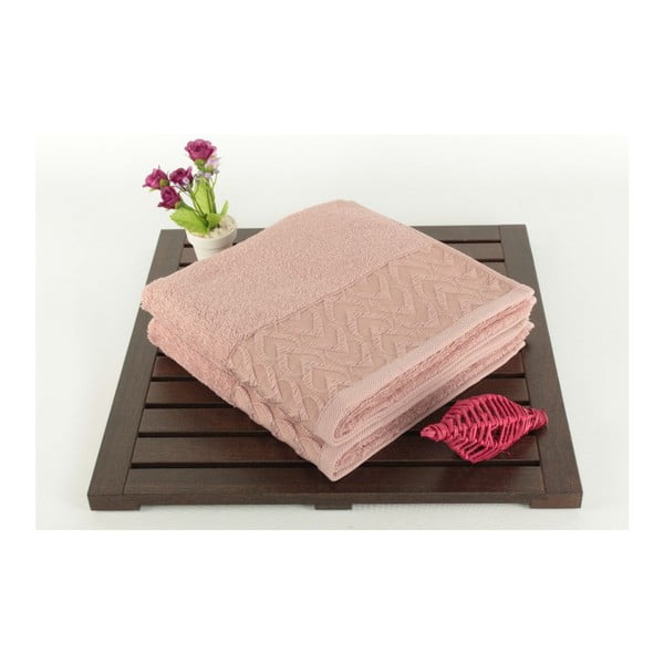 Set di 2 asciugamani rosa cipria in 100% cotone Kalp Dusty Rose, 50 x 90 cm - Foutastic