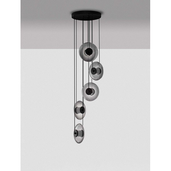 Lampadario LED nero opaco in vetro con intensità regolabile ø 40 cm Ballet – Nova Luce-image-4