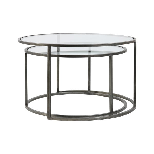 Tavolini rotondi in vetro grigio in set di 2 pezzi ø 75 cm Duarte - Light & Living-image-3