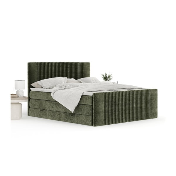 Letto boxspring verde scuro con contenitore 200x200 cm Bergamo – Maison de Rêve-image-3