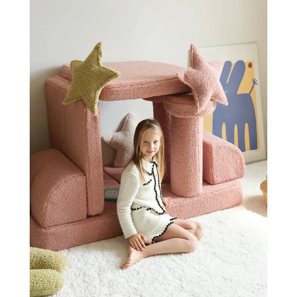 Cuscino per divano da bambini verde con rivestimento in bouclé Star – Wigiwama-image-4