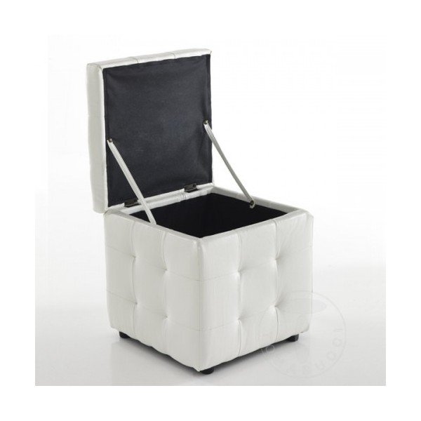 Pouf decorativo bianco con vano portaoggetti Dado - Tomasucci-image-1