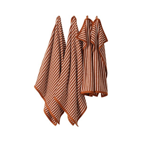 Set di asciugamani per viso e corpo marrone cognac/color crema in cotone 4 pz Dixie – Jotex