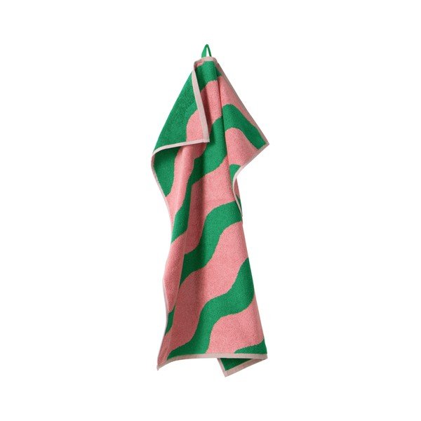 Asciugamano verde/rosa in cotone 50x70 cm Waves – Jotex-image-2