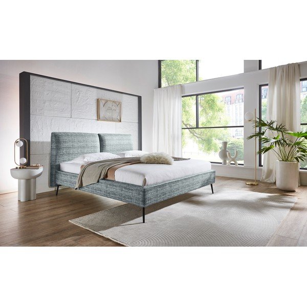 Letto matrimoniale imbottito blu rete non inclusa 160x200 cm Infinity – Meise Möbel-image-1
