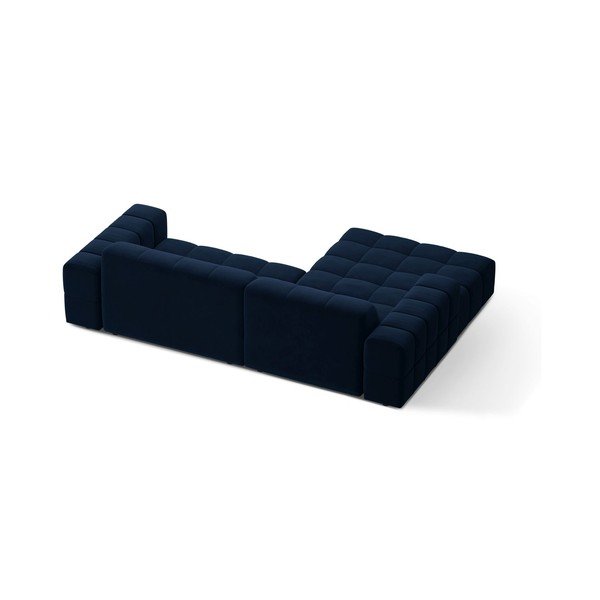 Divano angolare blu scuro (con penisola a sinistra/con chaise lounge) con rivestimento in velluto Chicago – Cosmopolitan Design-image-2
