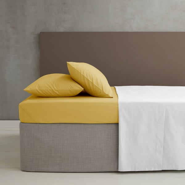 Lenzuolo con angoli giallo in percalle 90x190 cm Easy Iron Percale – Catherine Lansfield-image-1