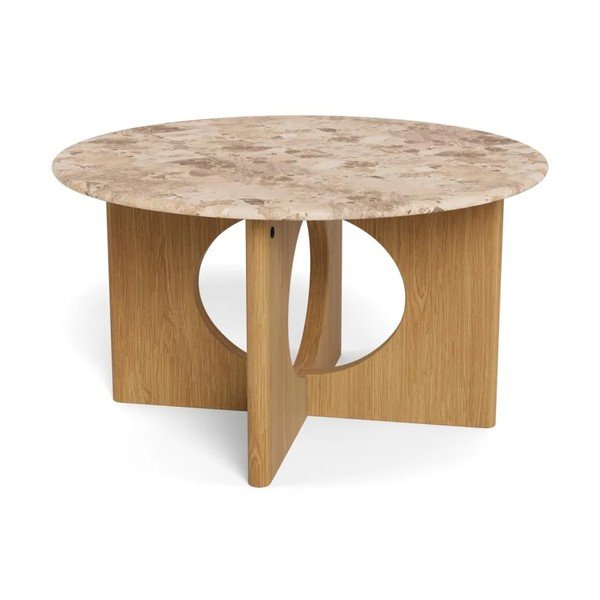 Tavolino da salotto rotondo di colore naturale con piano in marmo ø 80 cm Foley – Actona-image-4