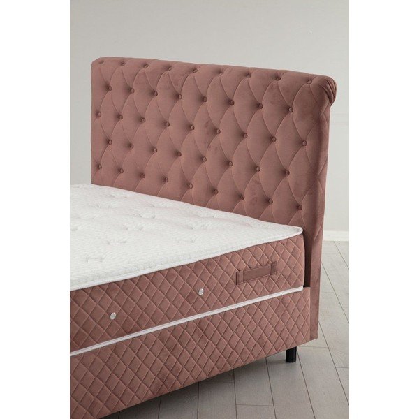 Letto boxspring alla francese rosa con contenitore 140x200 cm Sonata - Kalune Design-image-3